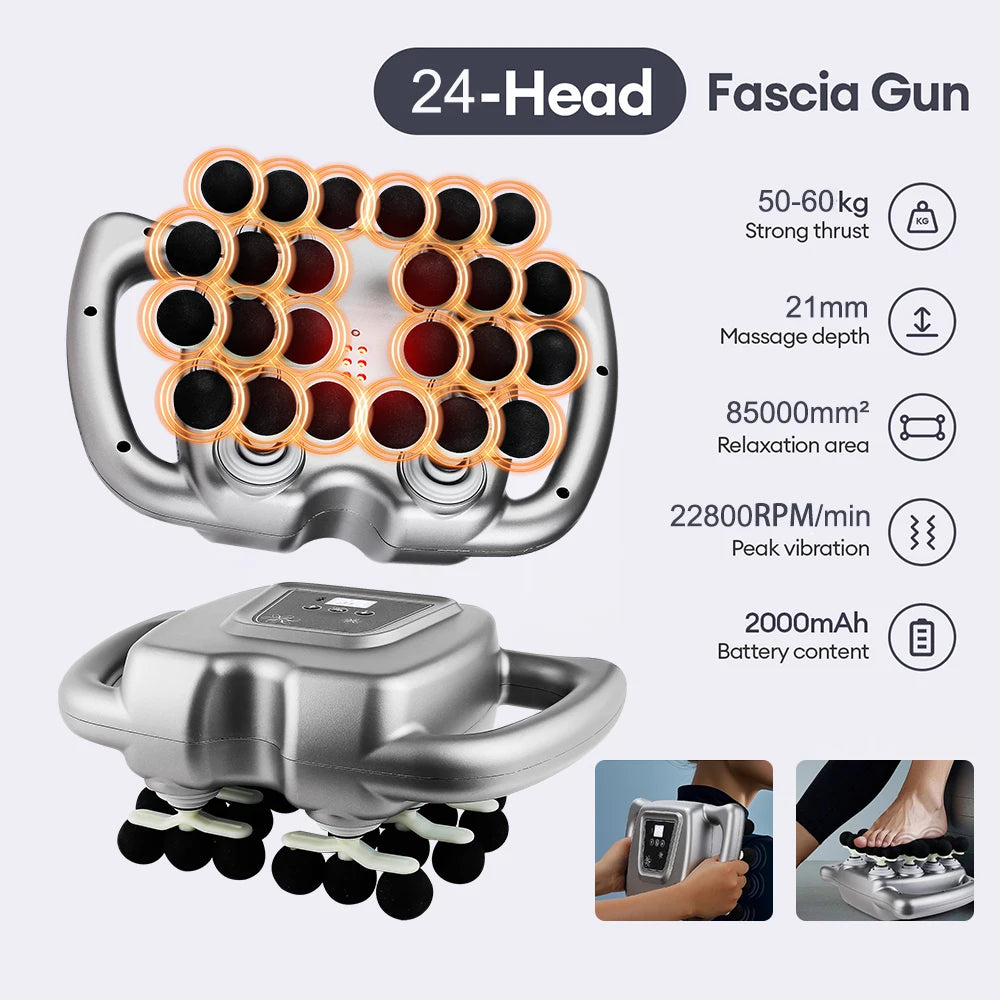 Foreverlily 24 Head Fascia Gun 9 Modes Body Massage Gun