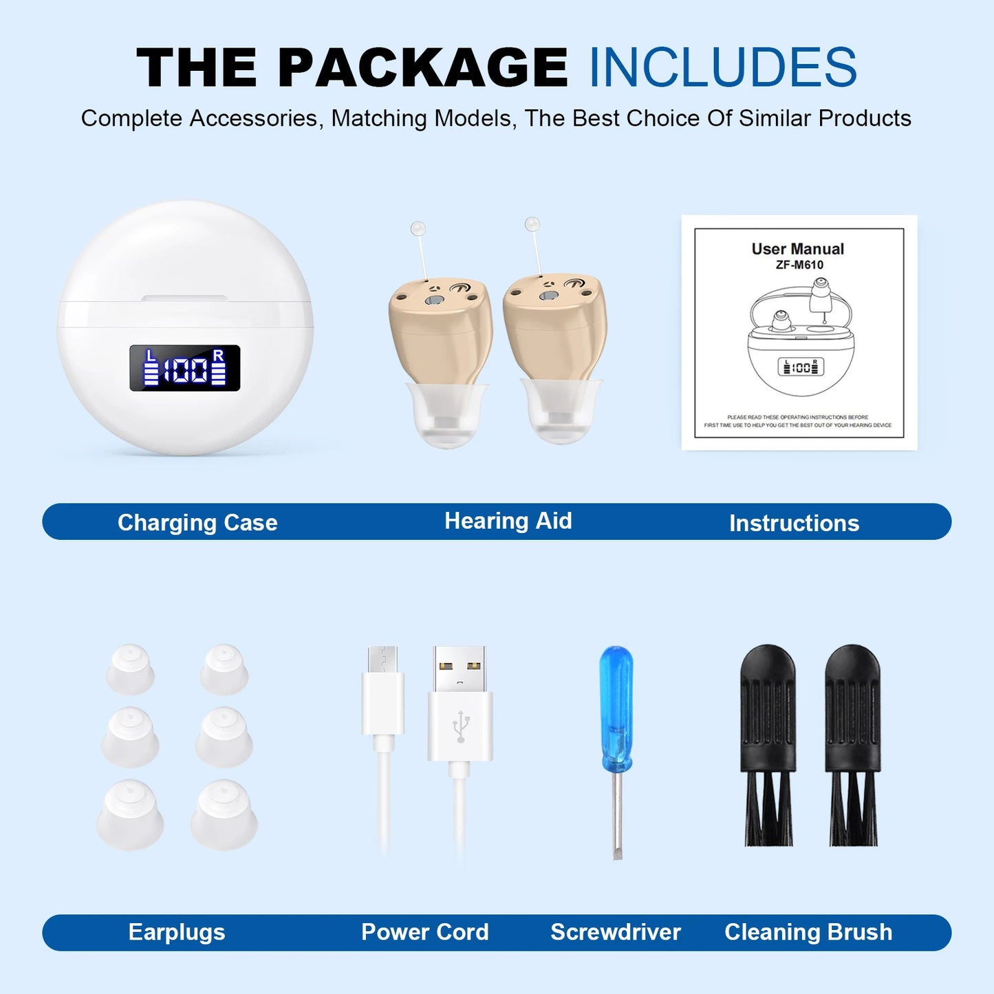 K FCOPTEE Mini In Ear Hearing Amplifier With Rechargeable Display