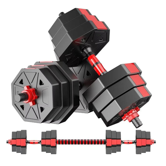 Adjustable Dumbbell To Barbell Fitness Set 44 Pounds Anti Slip Grip 3 In 1