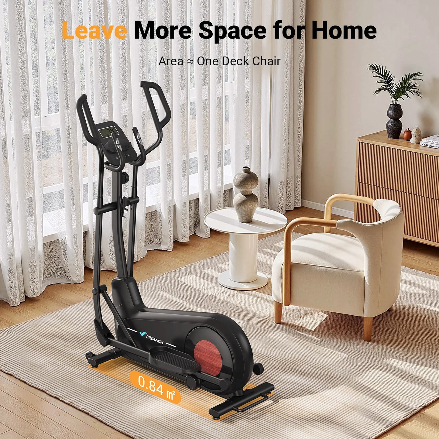 MERACH Elliptical Trainer Magnetic Drive System 8 Resistance Levels
