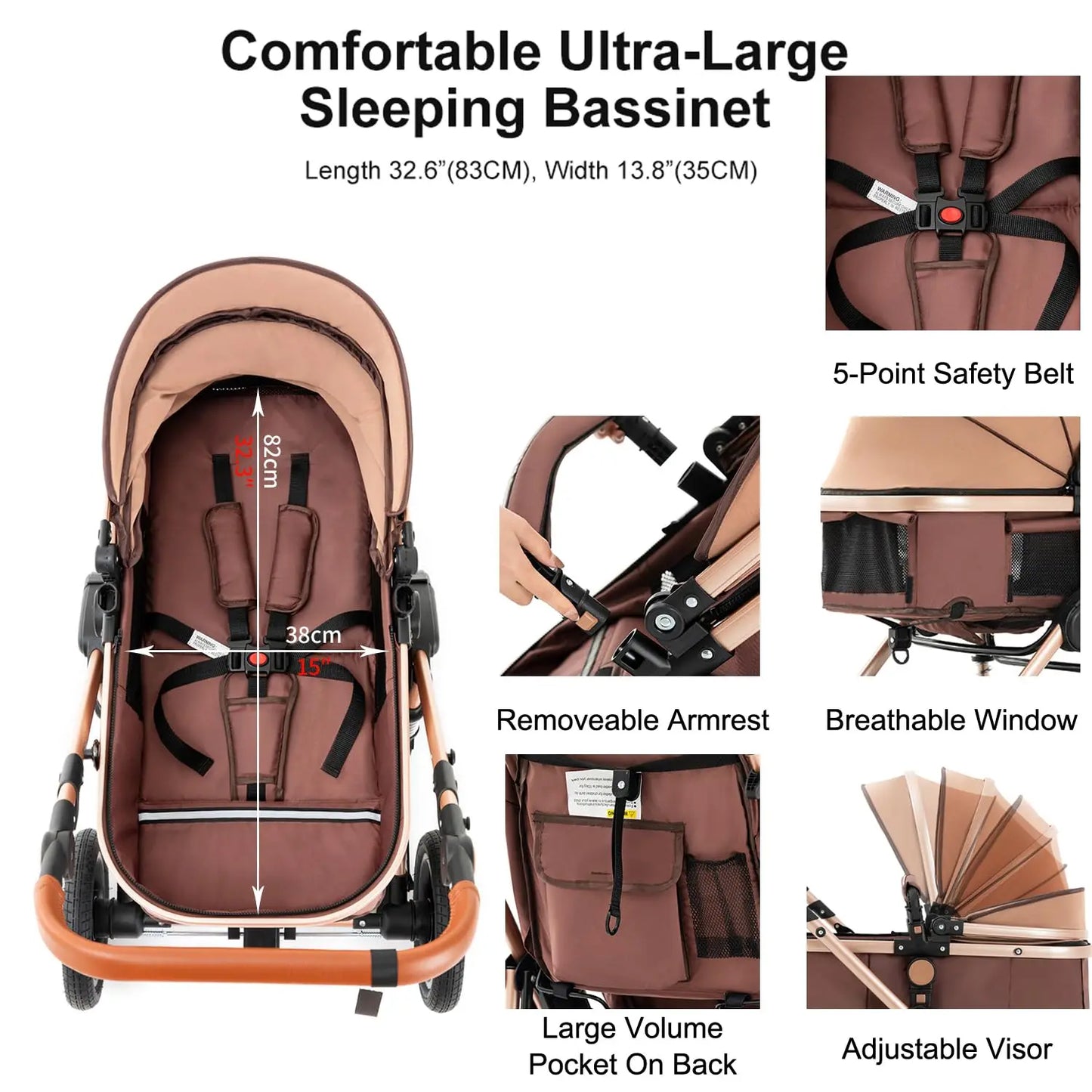 SteAnny Baby Stroller Travel System With Isofix Base