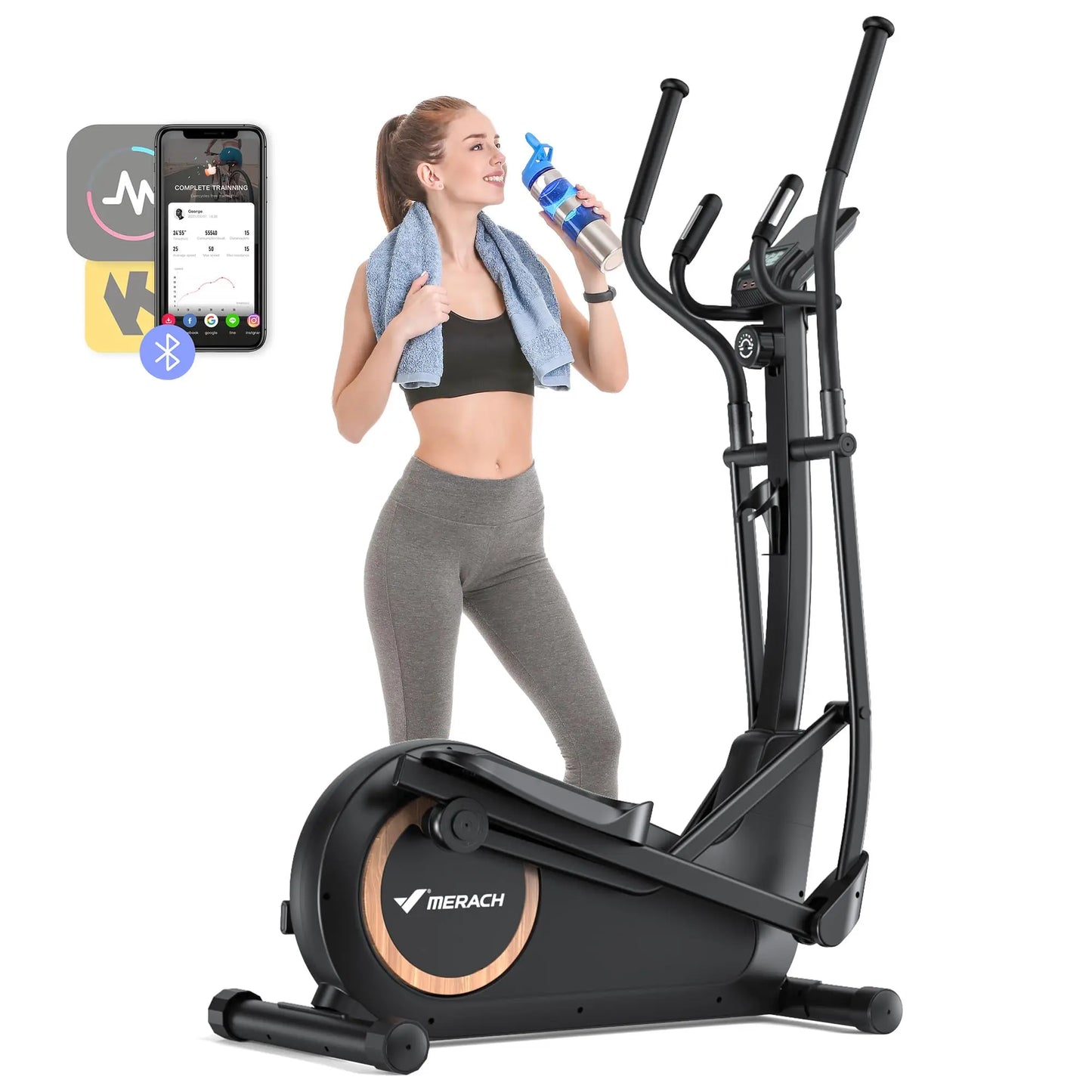 MERACH Elliptical Trainer Magnetic Drive System 8 Resistance Levels