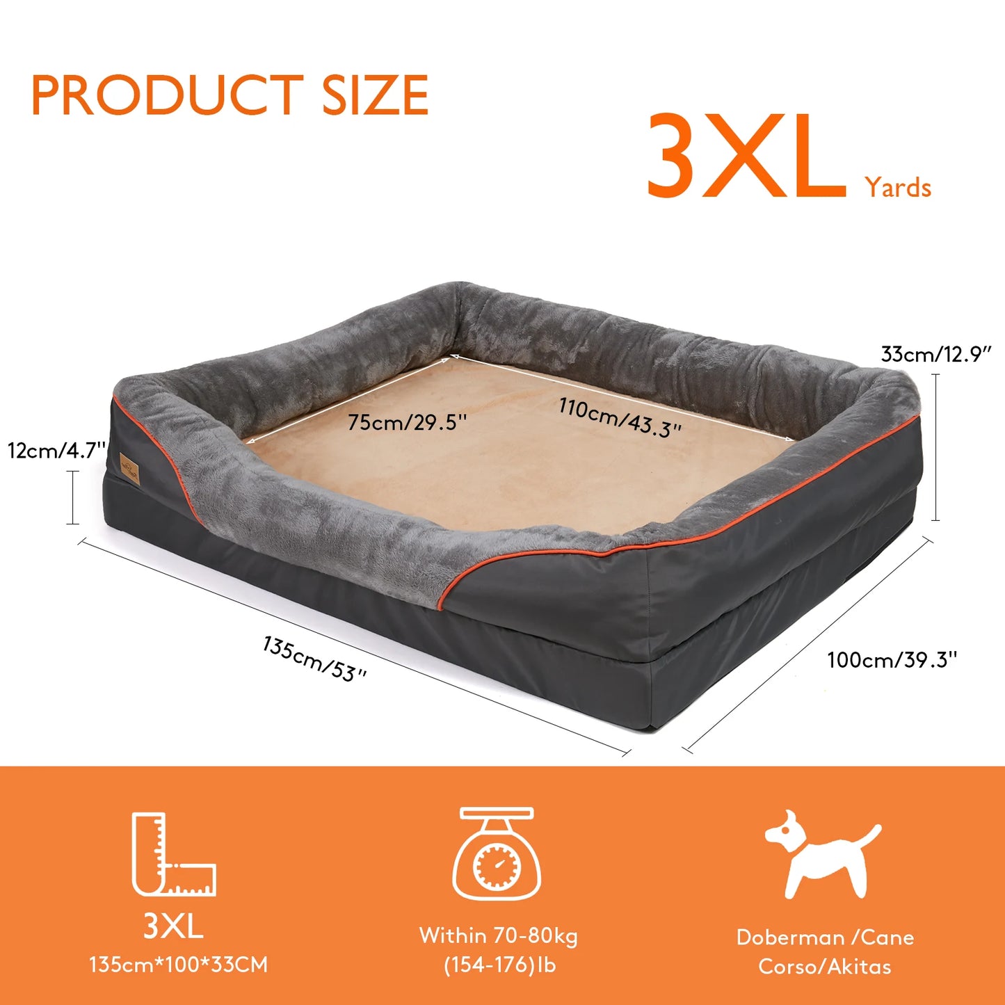 BINGOPAW Dog Bed With Removable Washable Cover And Waterproof Fleece