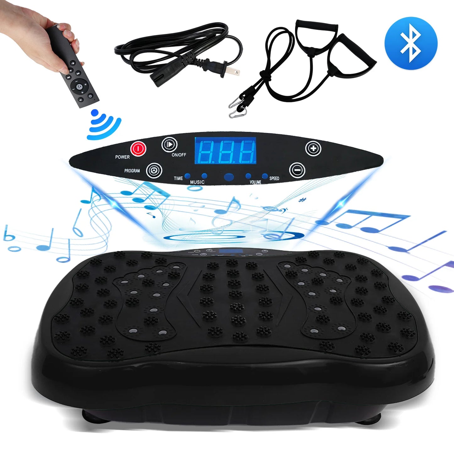 Body Vibration Plate Exercise Machine With Resistance Bands Remote Control