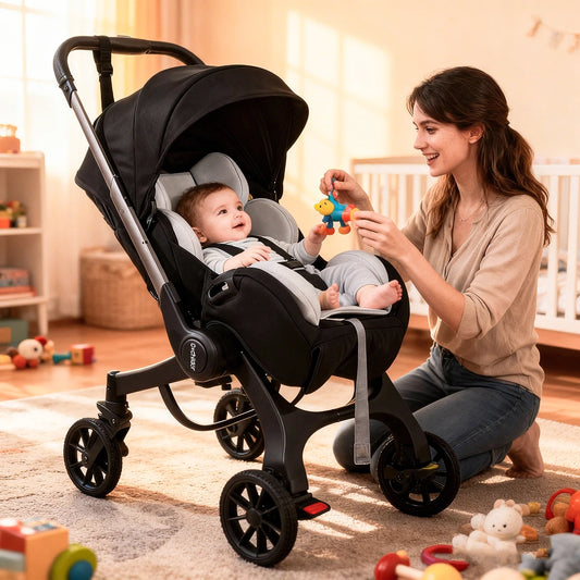 Foldable Baby Stroller Newborn Bidirectional Push Adjustable Backrest