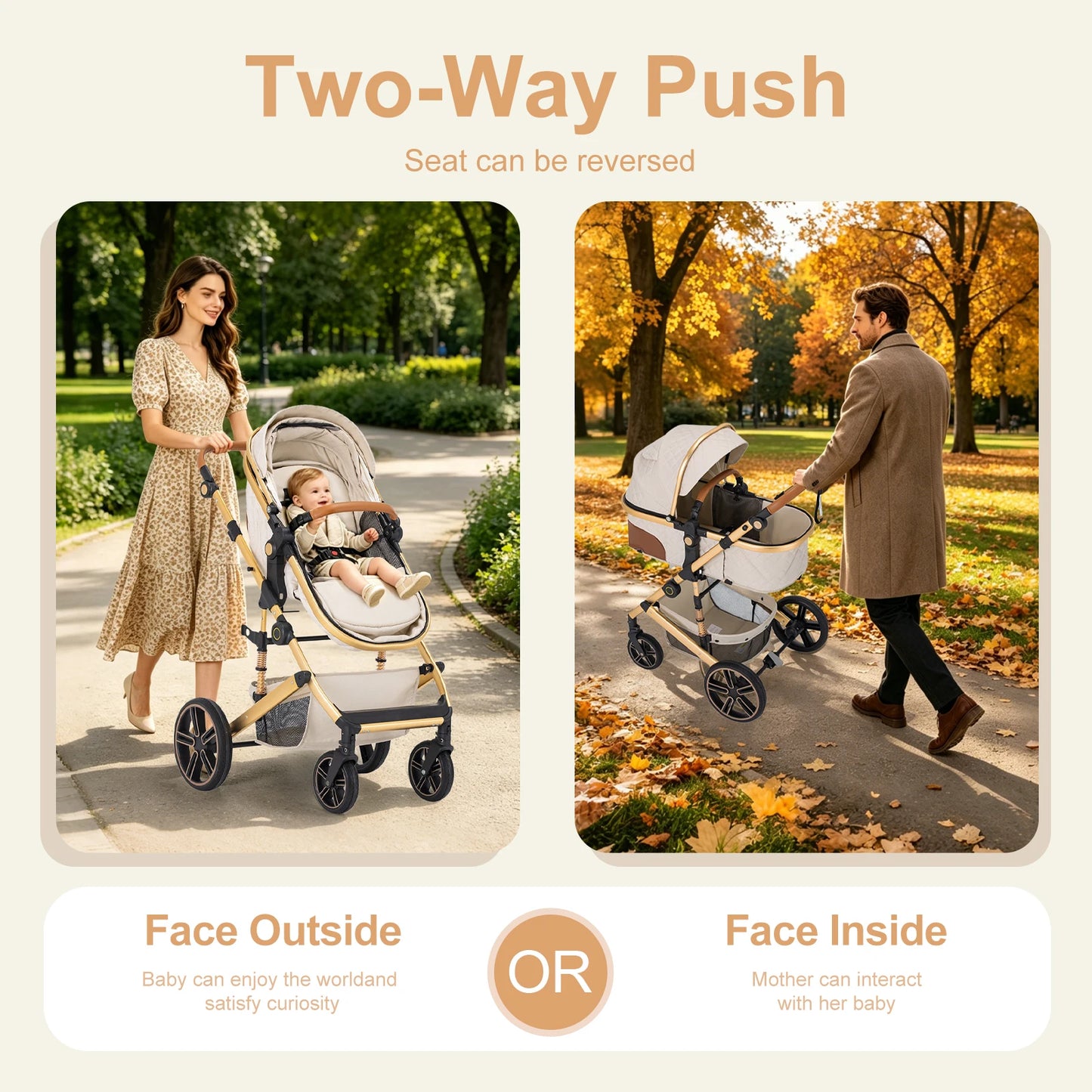 2 In 1 Baby Stroller High Landscape Convertible Bassinet Pram