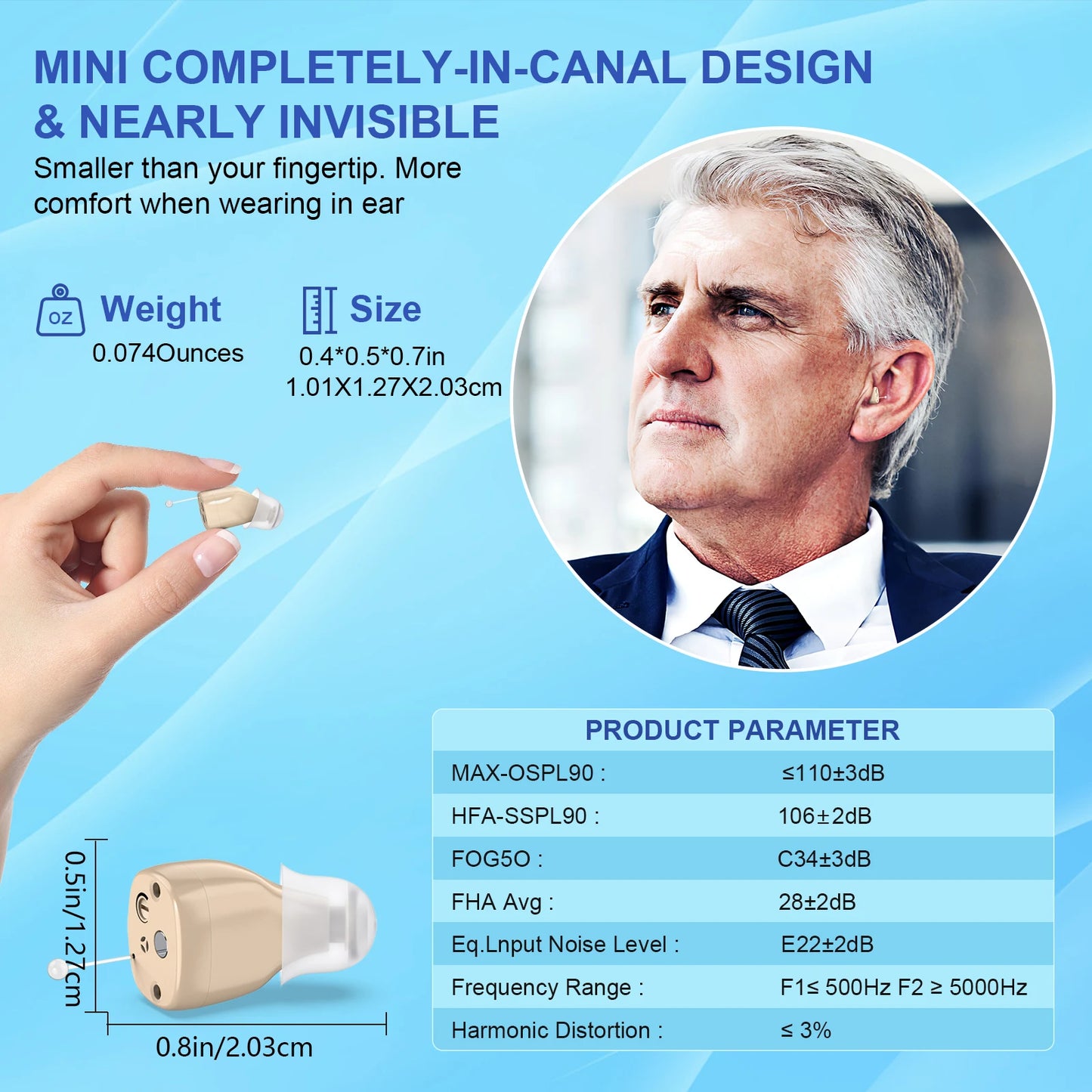 K FCOPTEE Mini In Ear Hearing Amplifier With Rechargeable Display
