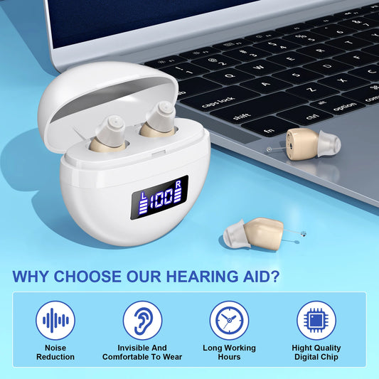 K FCOPTEE Mini In Ear Hearing Amplifier With Rechargeable Display