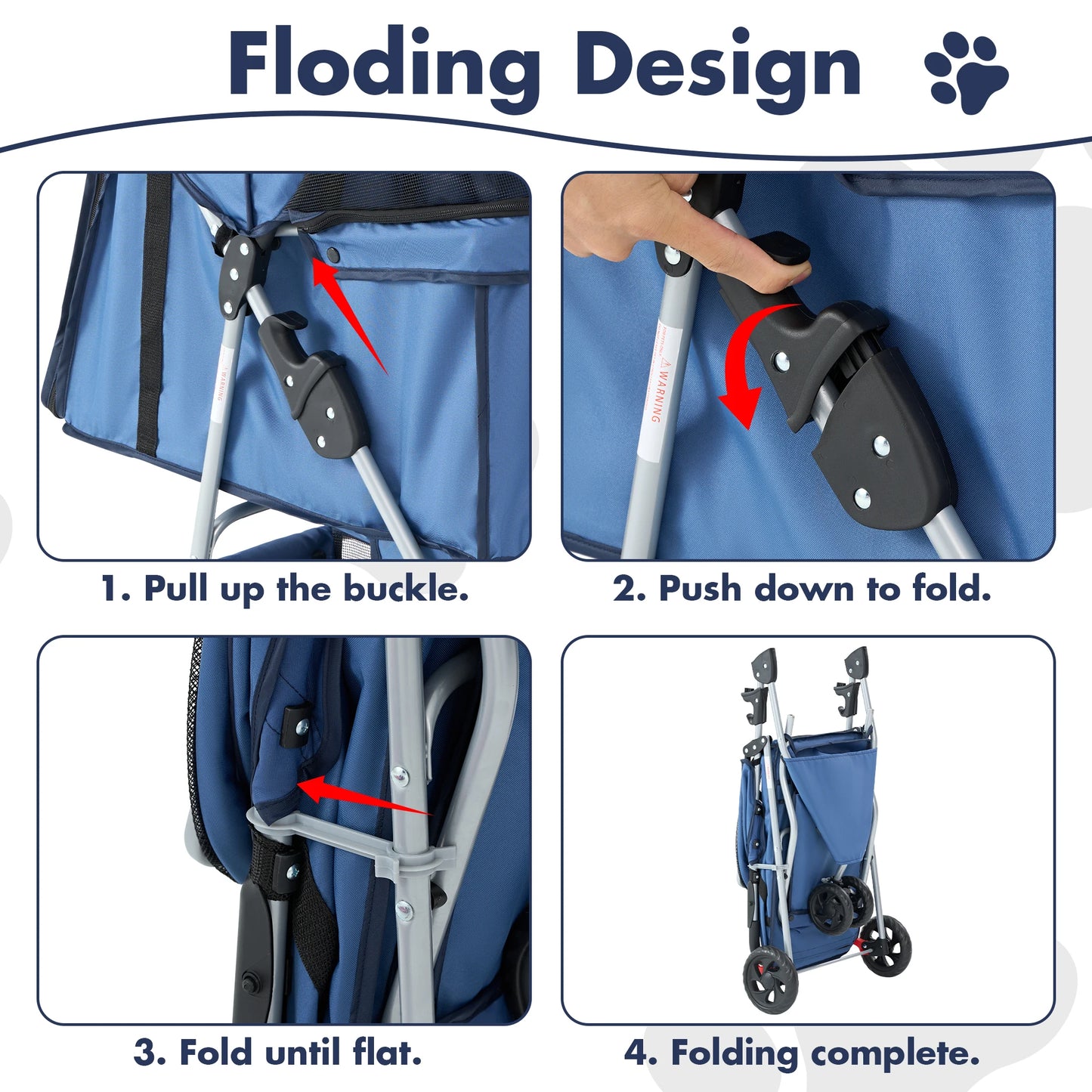 Three Wheel Foldable Pet Stroller for Dogs and Cats