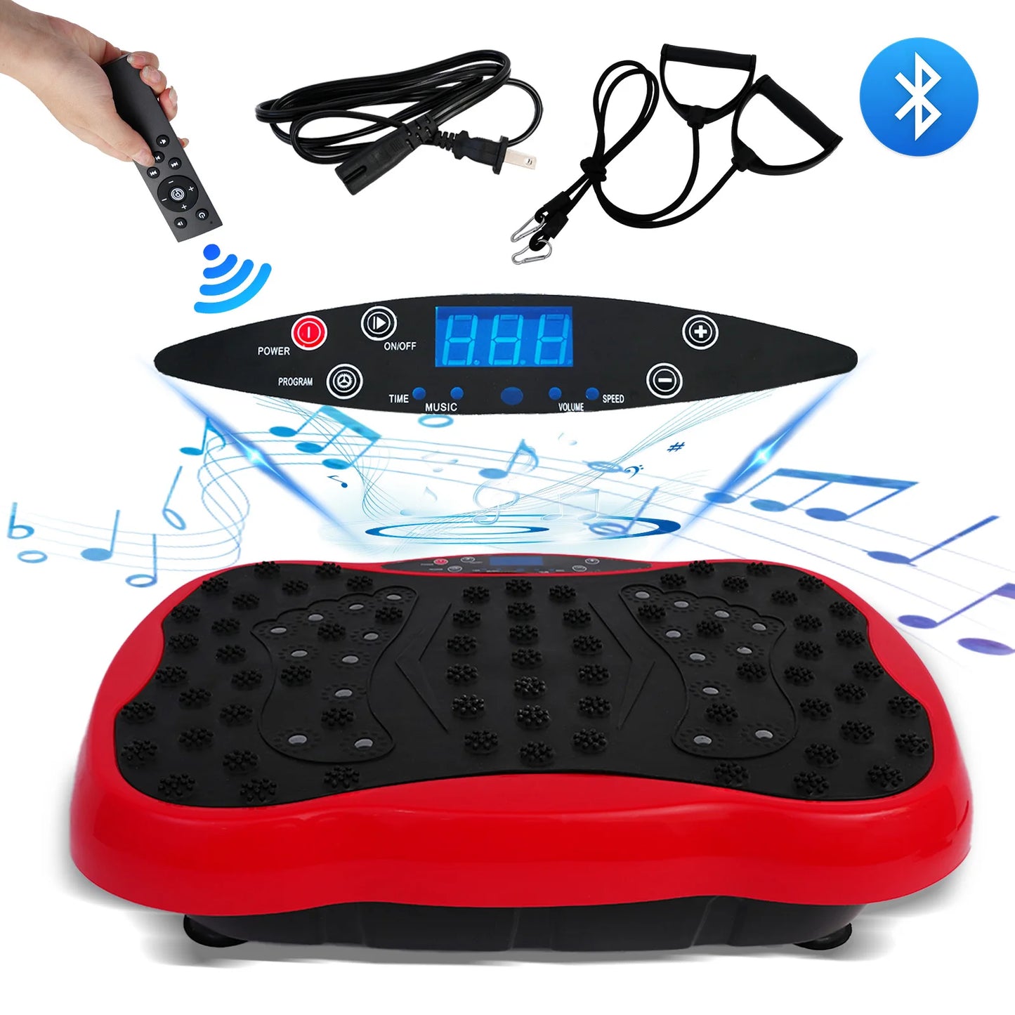 Body Vibration Plate Exercise Machine With Resistance Bands Remote Control