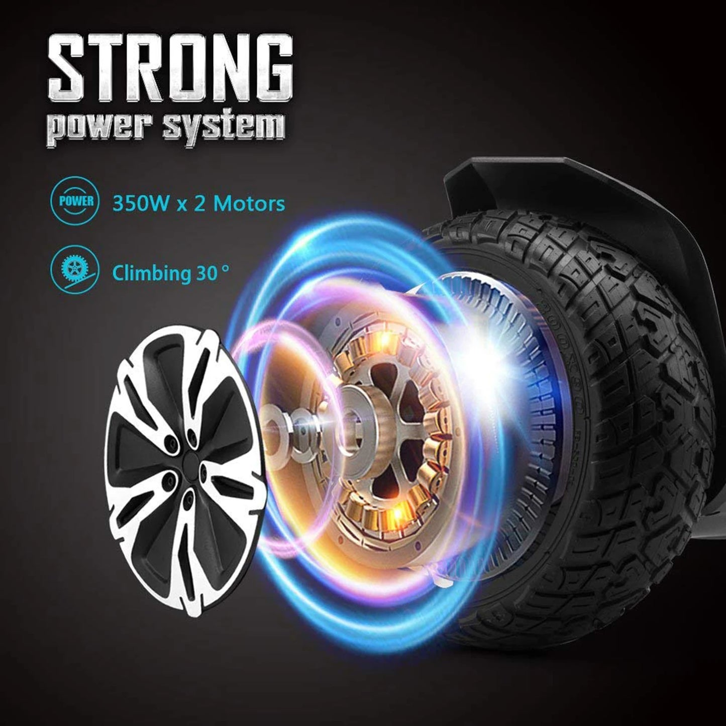 All Terrain Hoverboard With Bluetooth Speakers LED Lights UL2272 Certified