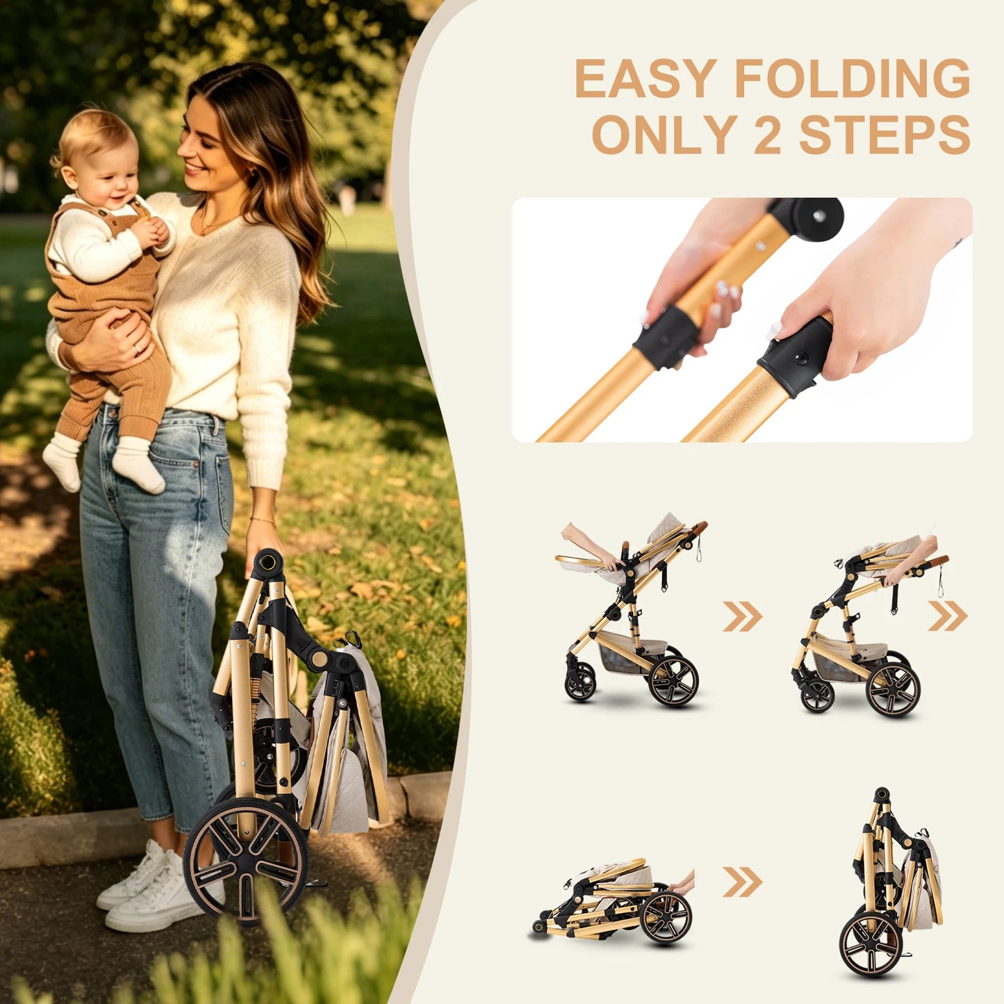 2 In 1 Baby Stroller High Landscape Convertible Bassinet Pram