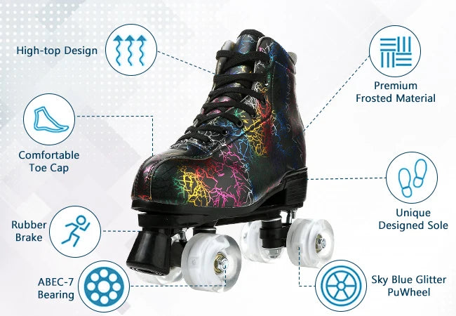 YYW Flashing Quad Roller Skates for Adults Outdoor Use