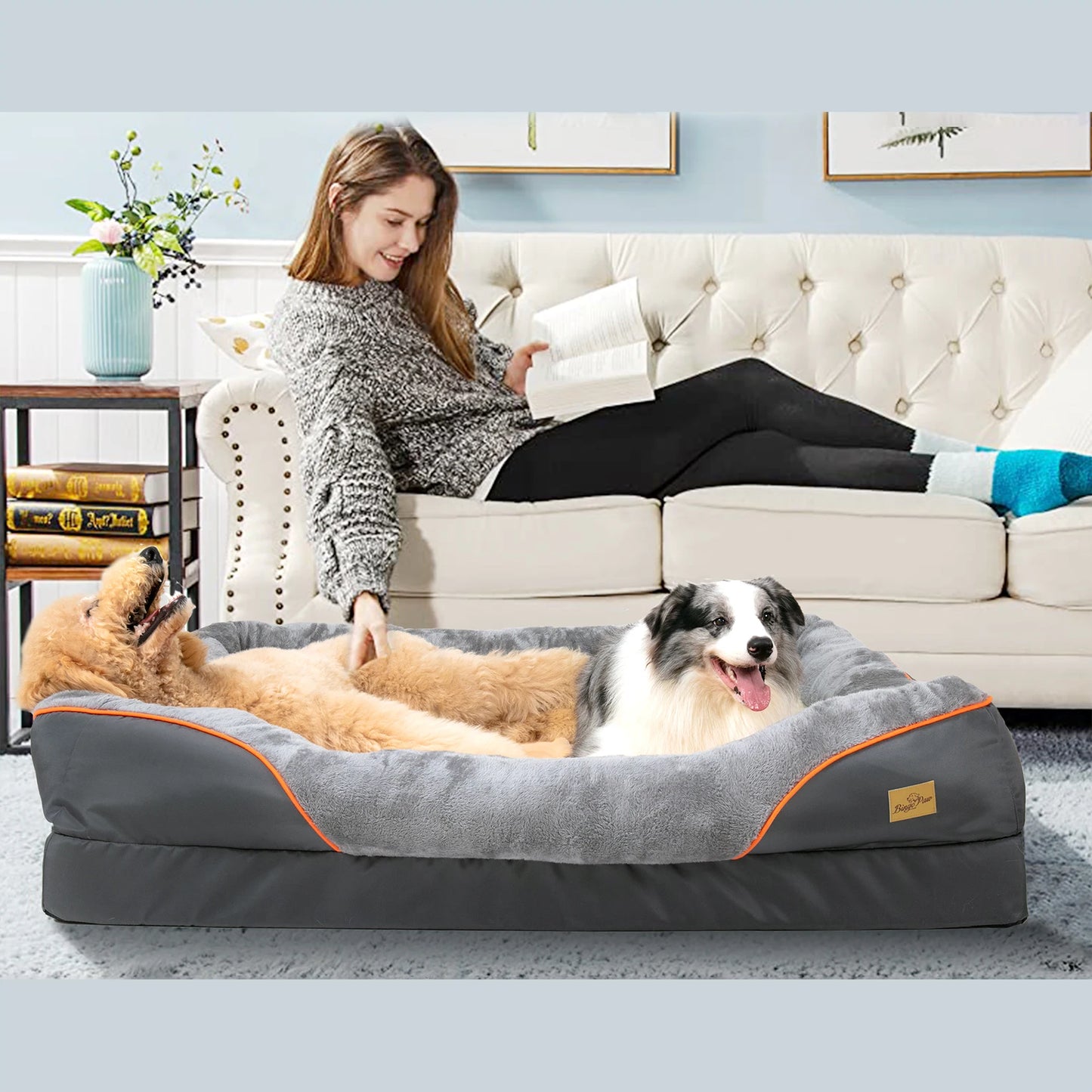 Bingopaw Large Dog Bed Waterproof Fleece With Removable Cover