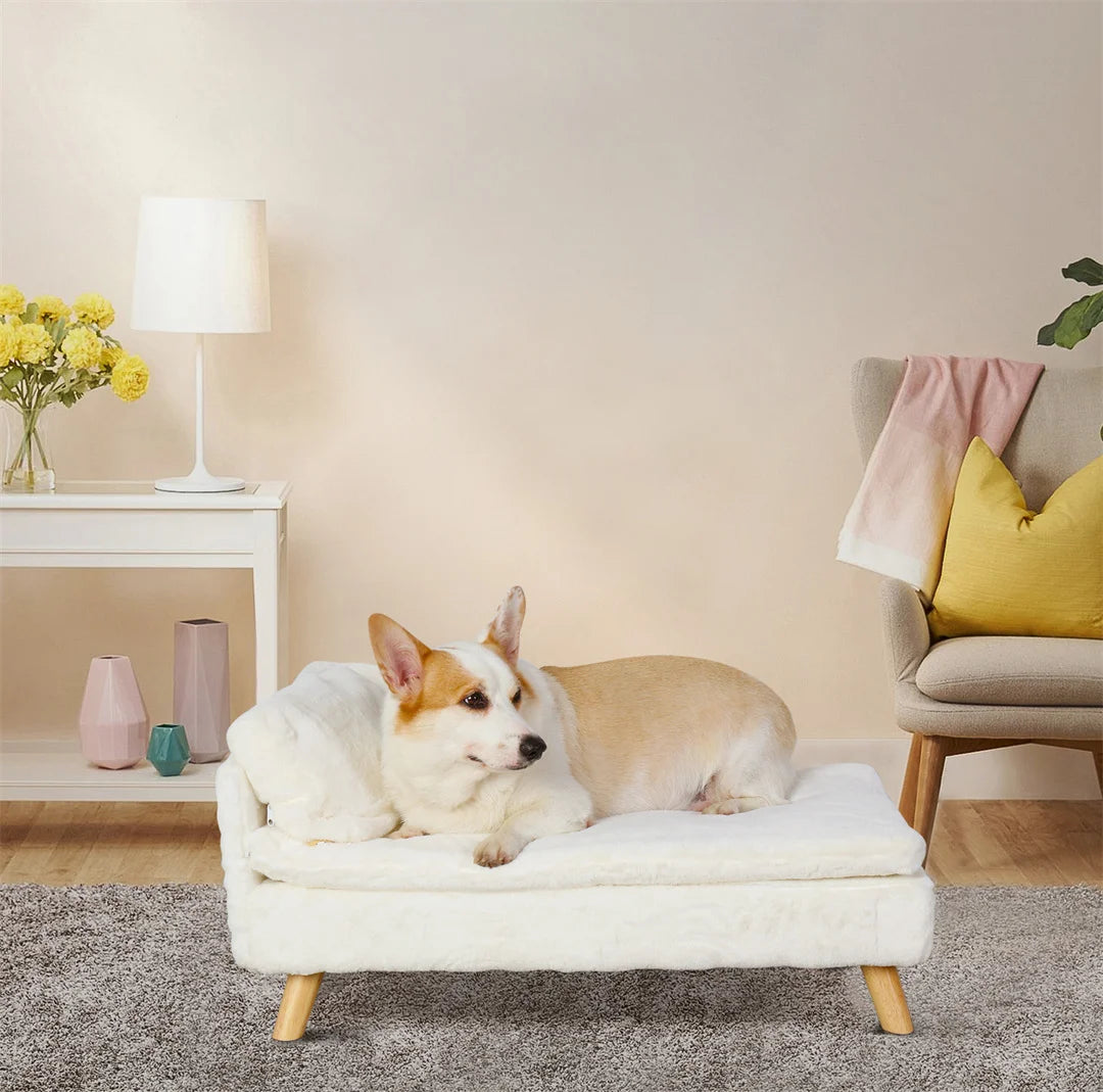 BINGOPAW L Shape Dog Sofa Bed With Plush Cushion Durable
