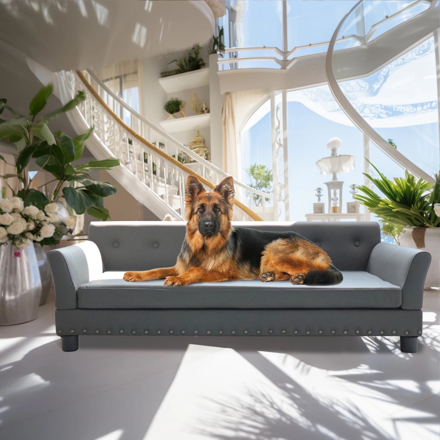 BINGOPAW Durable Leather Elevated Rectangle Dog Bed For Dogs