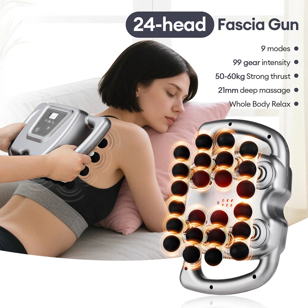 Foreverlily 24 Head Fascia Gun 9 Modes Body Massage Gun