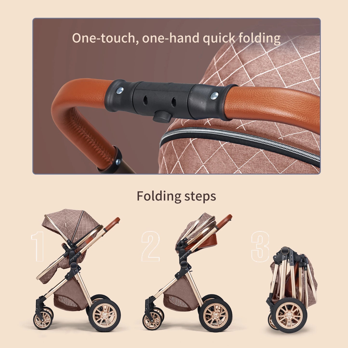High Landscape 3 In 1 Baby Pram Stroller Reversible Seat