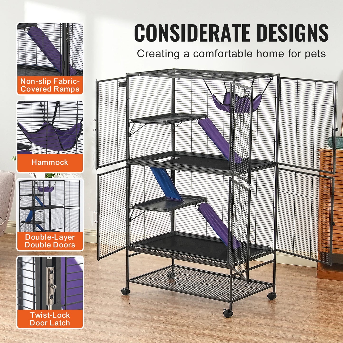 SucceBuy Four Tier Metal Rodent Cage For Small Animals