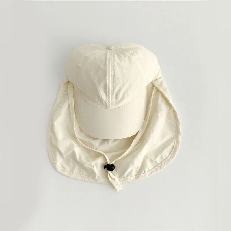 Summer Baby Sun Hat With Shawl Quick Dry Neck Protector Kids Visor Cap