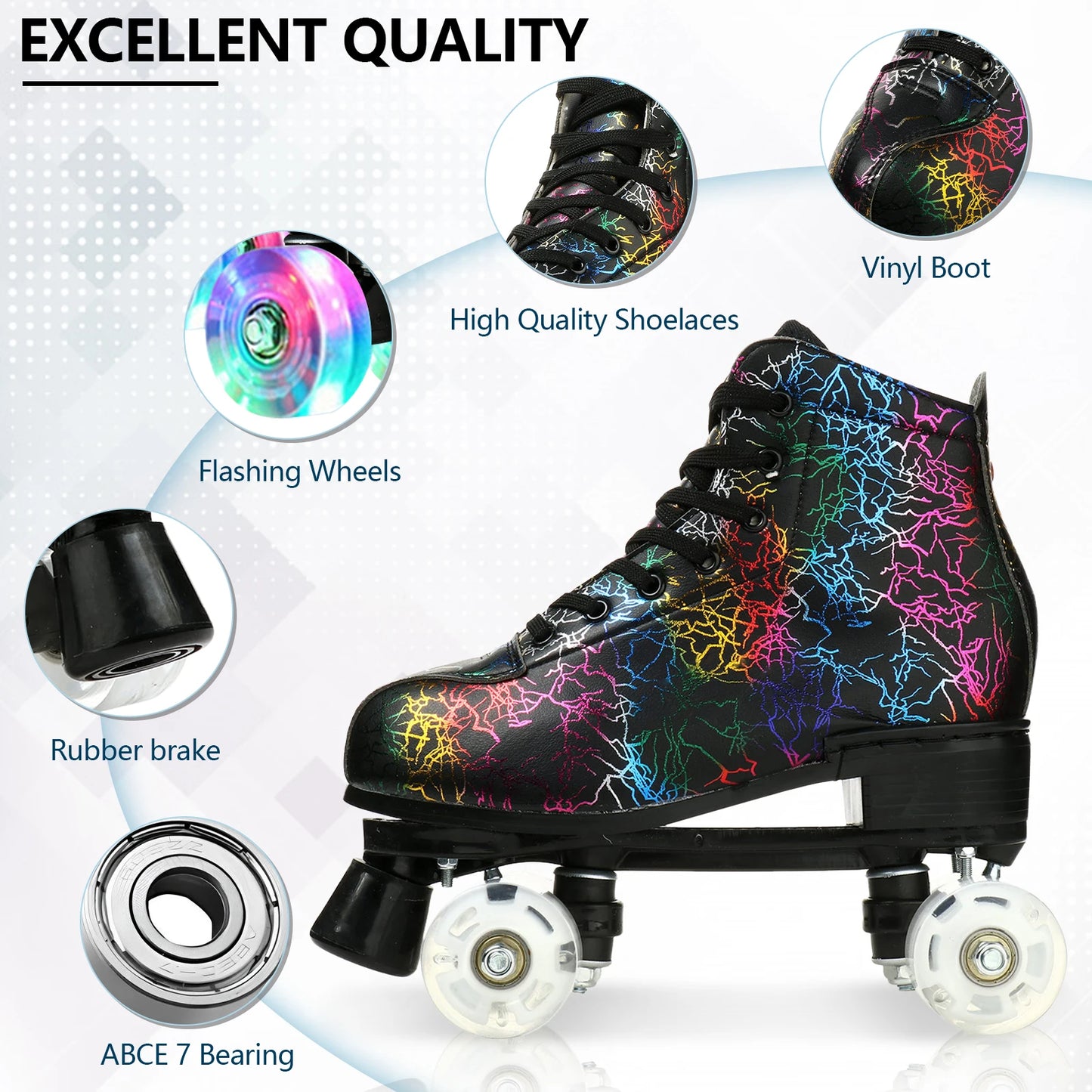 YYW Flashing Quad Roller Skates for Adults Outdoor Use