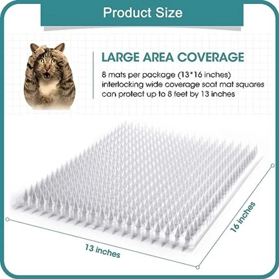8 Pack Cat Deterrent Scat Mats Outdoor Indoor Training Spikes Plastic Mats