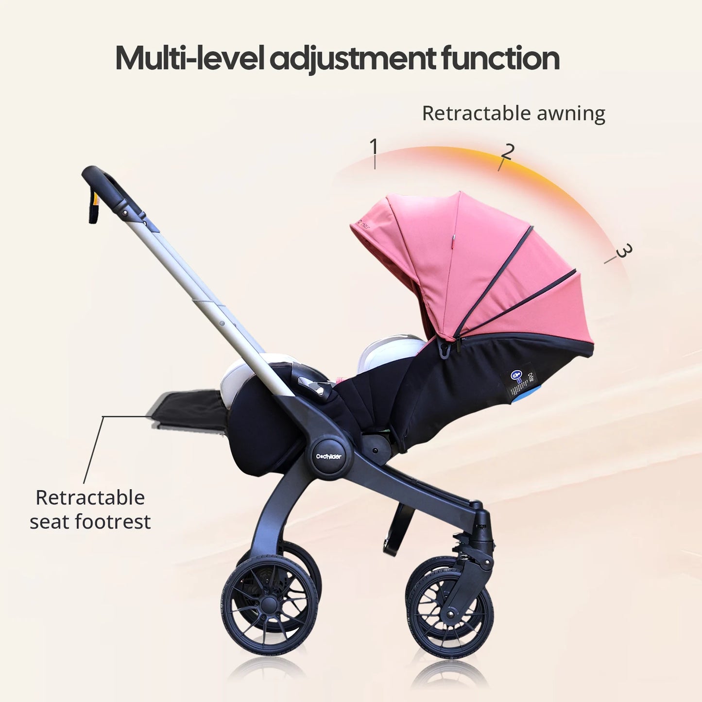 Foldable Baby Stroller Newborn Bidirectional Push Adjustable Backrest