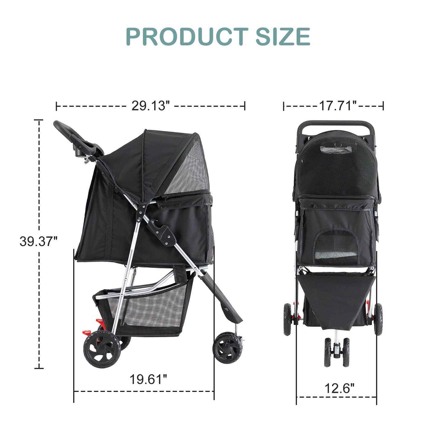 Three Wheel Foldable Pet Stroller for Dogs and Cats