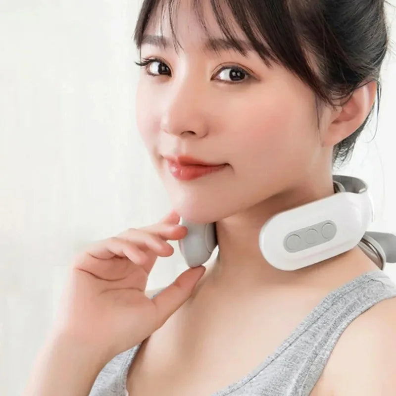 Four Heads USB Neck Massager With Heating And Breathing Light
