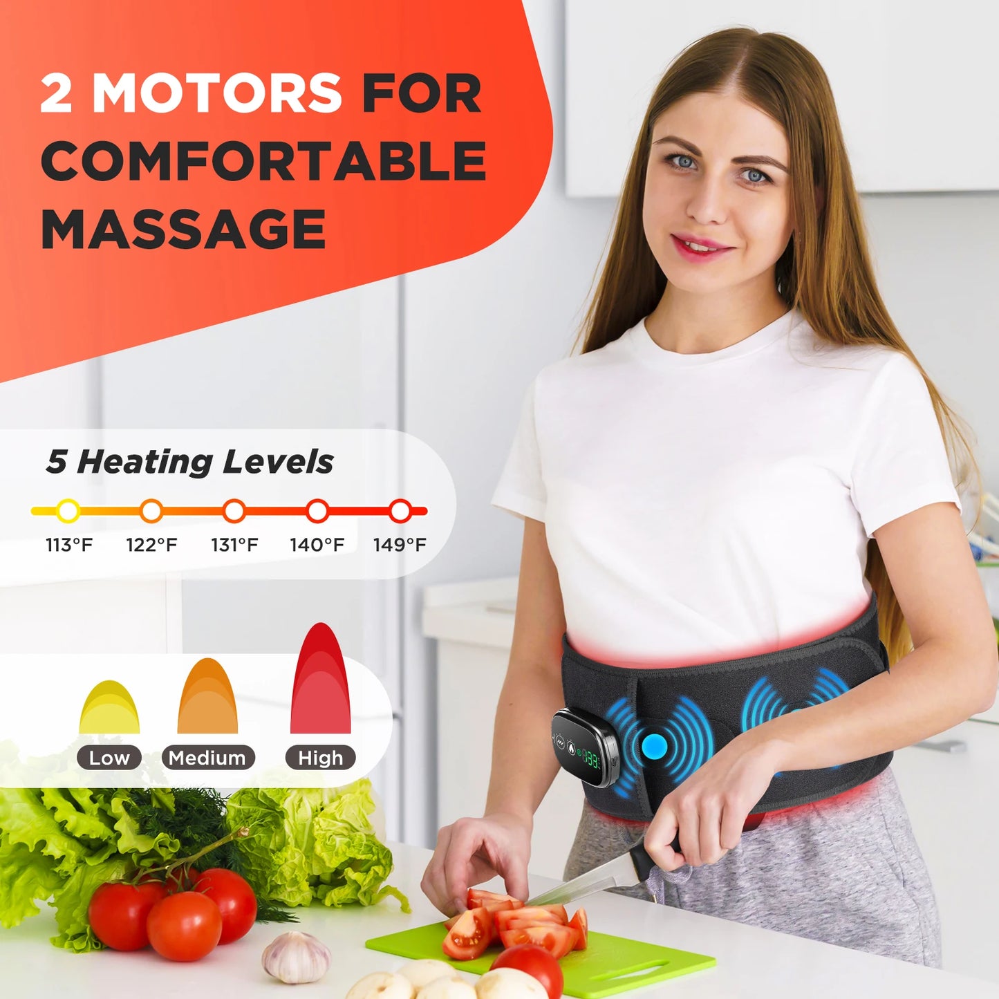PASTSKY Electric Heating Waist Massager Vibration Hot Compress Belt