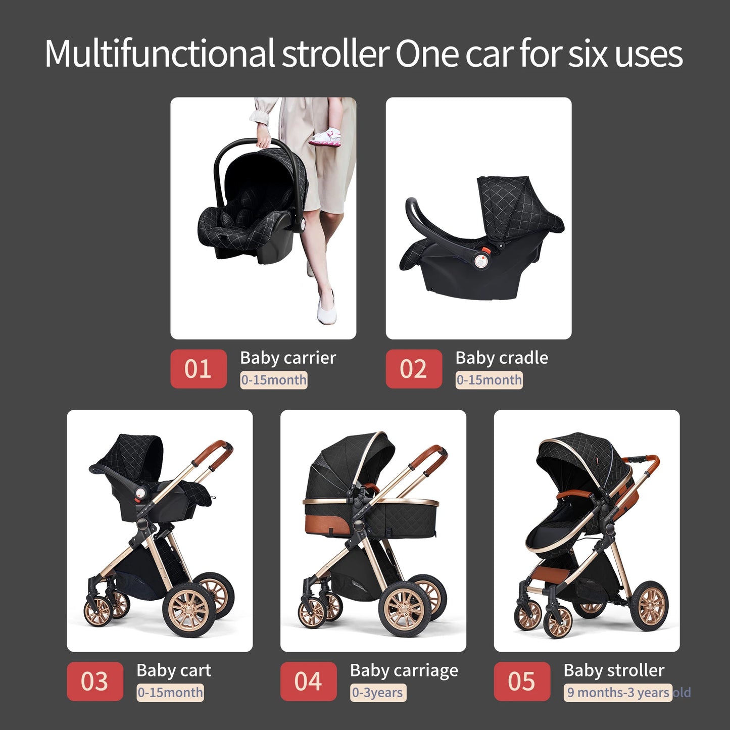 3 In 1 Baby Travel System Stroller Infant Carrier Pushchair