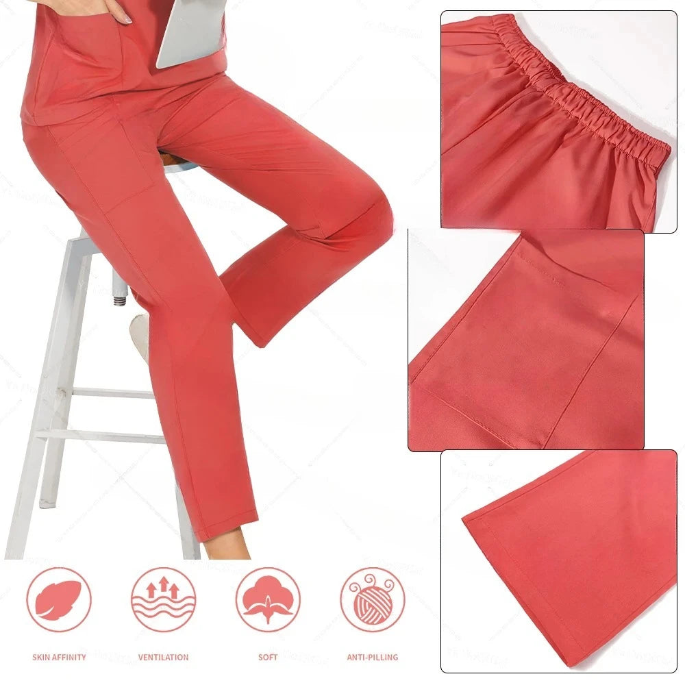 Nursing Scrubs Sets Unisex Medical Uniform Tops Pants