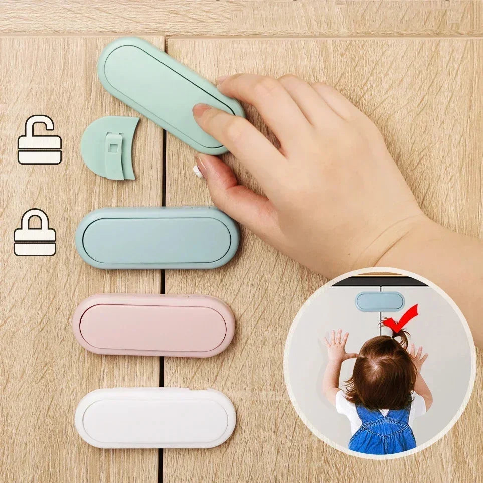 Cabinet Door Safety Latch Set Anti Pinch Baby Locks 5pcs