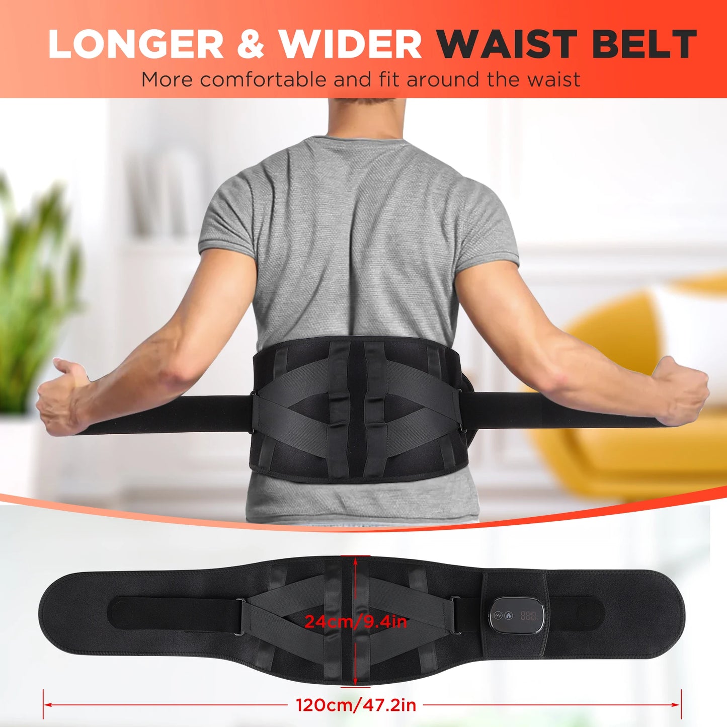 PASTSKY Electric Heating Waist Massager Vibration Hot Compress Belt