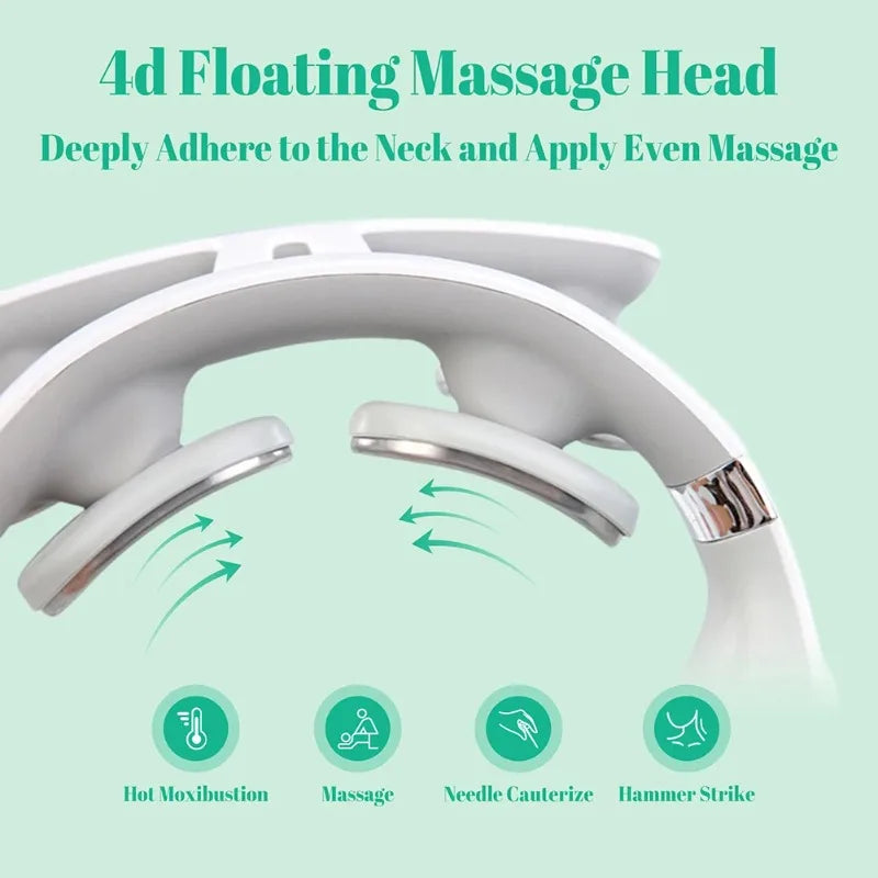 Four Heads USB Neck Massager With Heating And Breathing Light