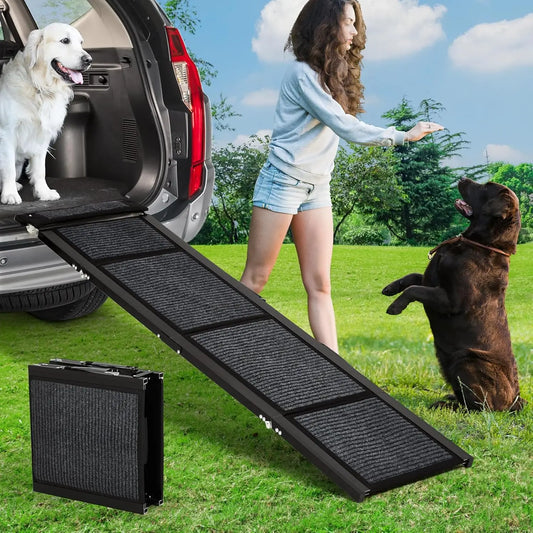 HiMISS Upgraded Folding Car Ramp For Large Dogs With Non Slip Surface