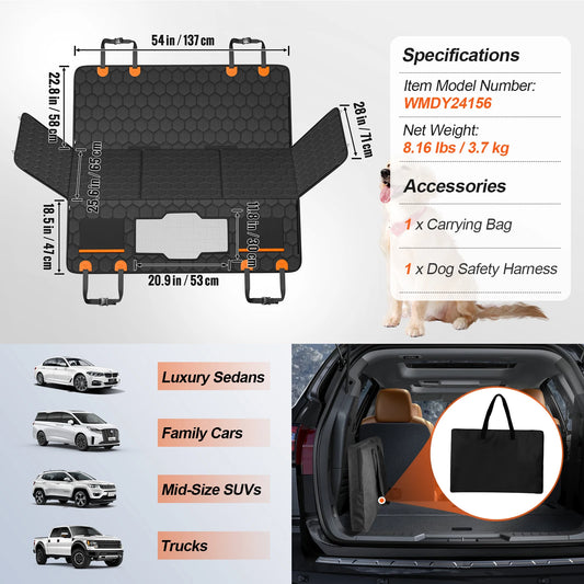 SucceBuy Back Seat Extender Dog Car Hammock With Mesh Window And Storage