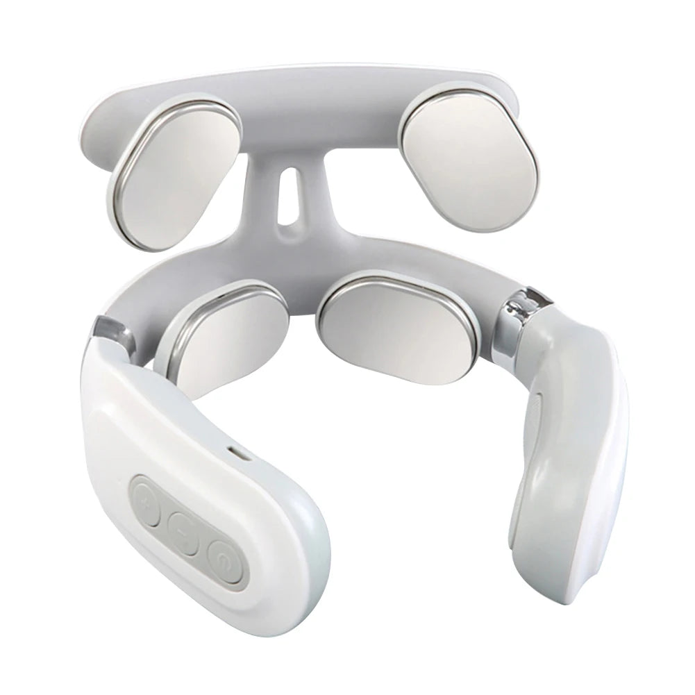 Four Heads USB Neck Massager With Heating And Breathing Light
