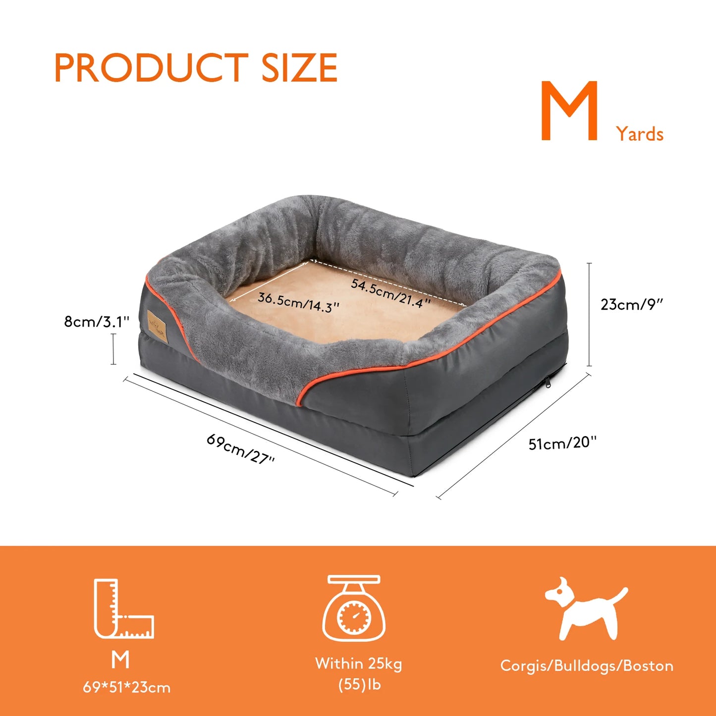 BINGOPAW Orthopedic Memory Foam Dog Bed With Quilted Bolster Waterproof