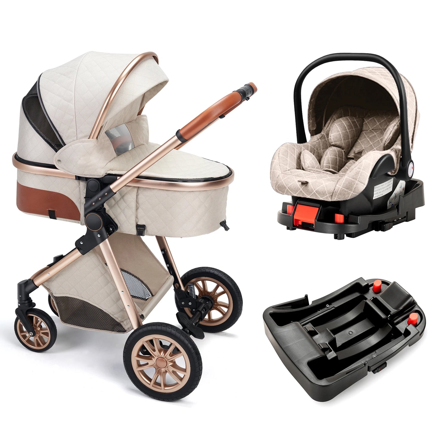 High Landscape 3 In 1 Baby Pram Stroller Reversible Seat