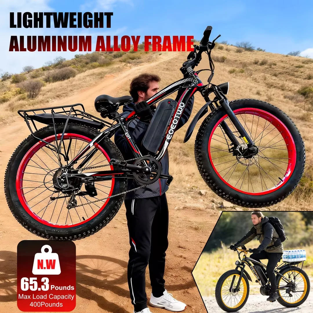 EOEOTWO 1500W Fat Tire Electric Bike 34MPH All Terrain EBike 48V