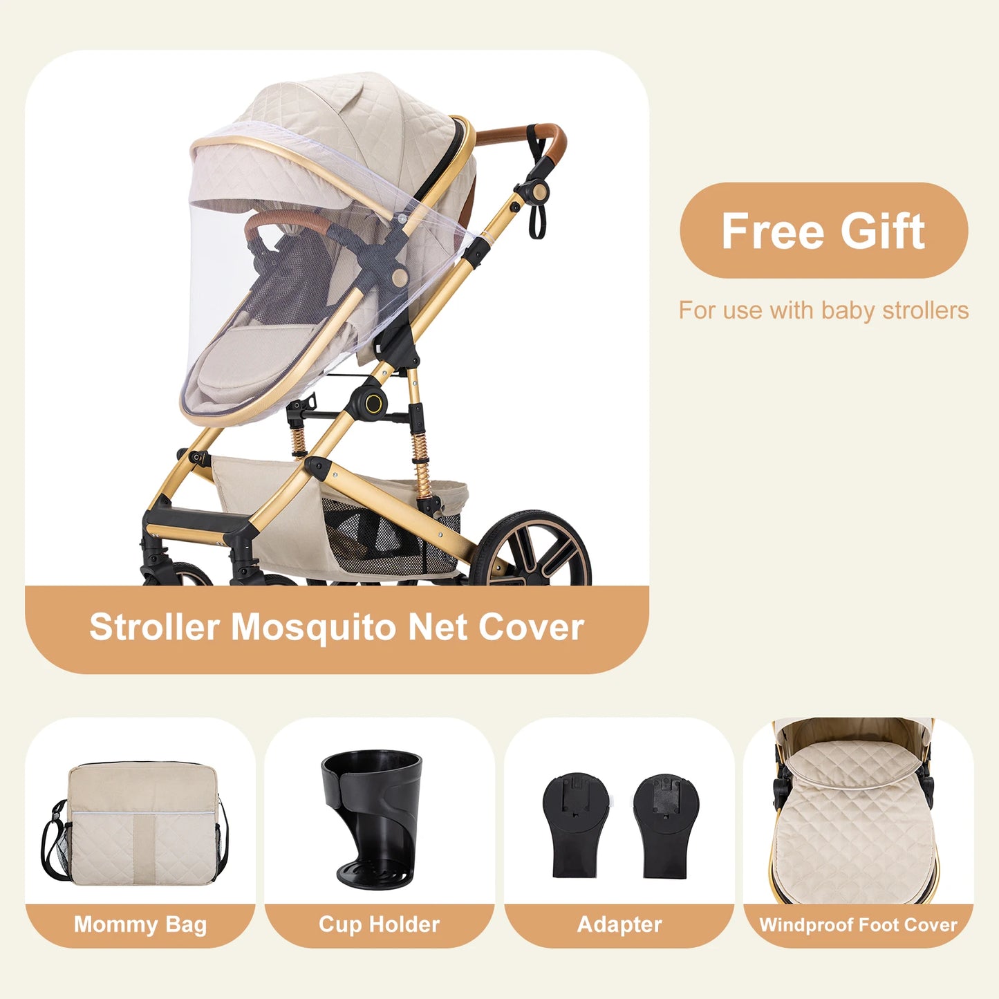 2 In 1 Baby Stroller High Landscape Convertible Bassinet Pram