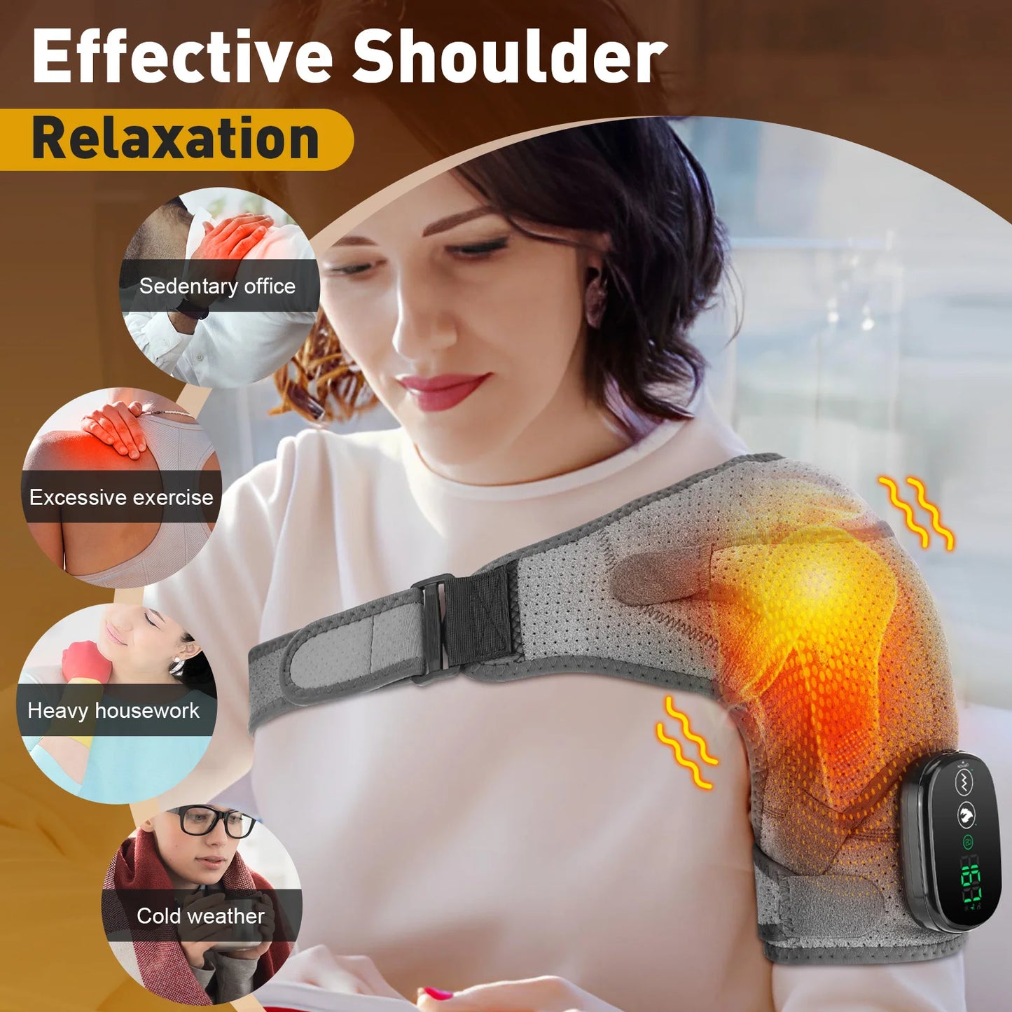 PASTSKY Electric Shoulder Heating Pad With 3 Modes Vibration