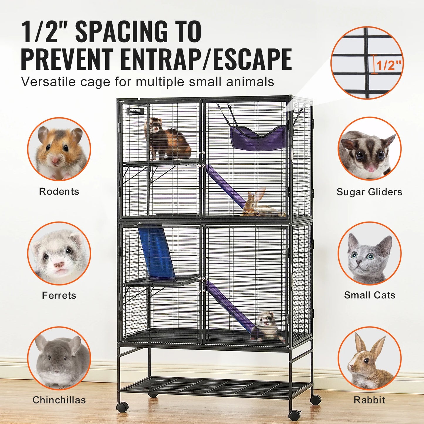 SucceBuy Four Tier Metal Rodent Cage For Small Animals