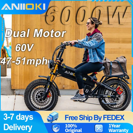 6000W Dual Motor 60V Electric Bike For Adults All Terrain