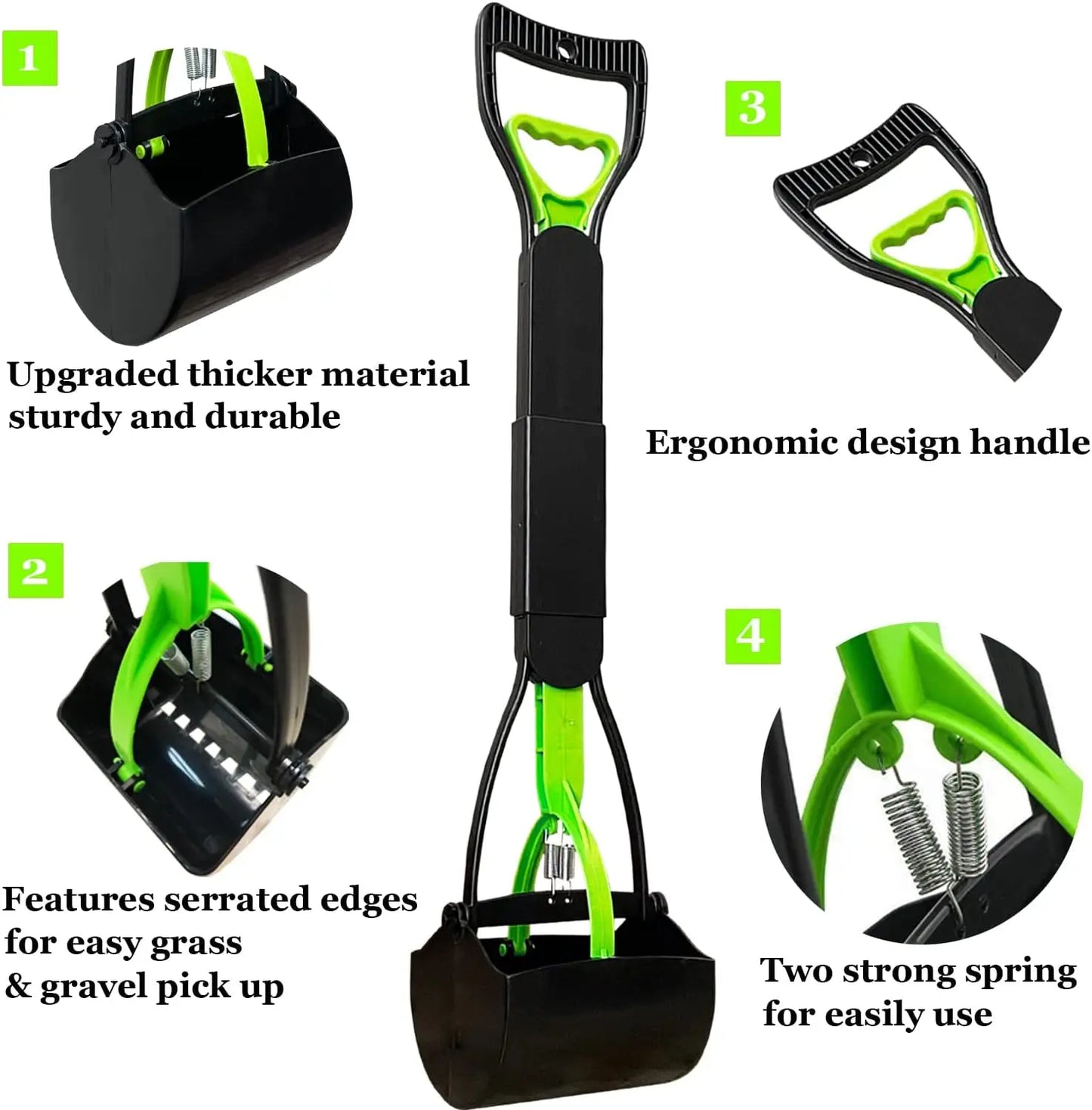 Dog Pooper Scooper For All Dogs With Teeth For Easy Grass Gravel Pickup