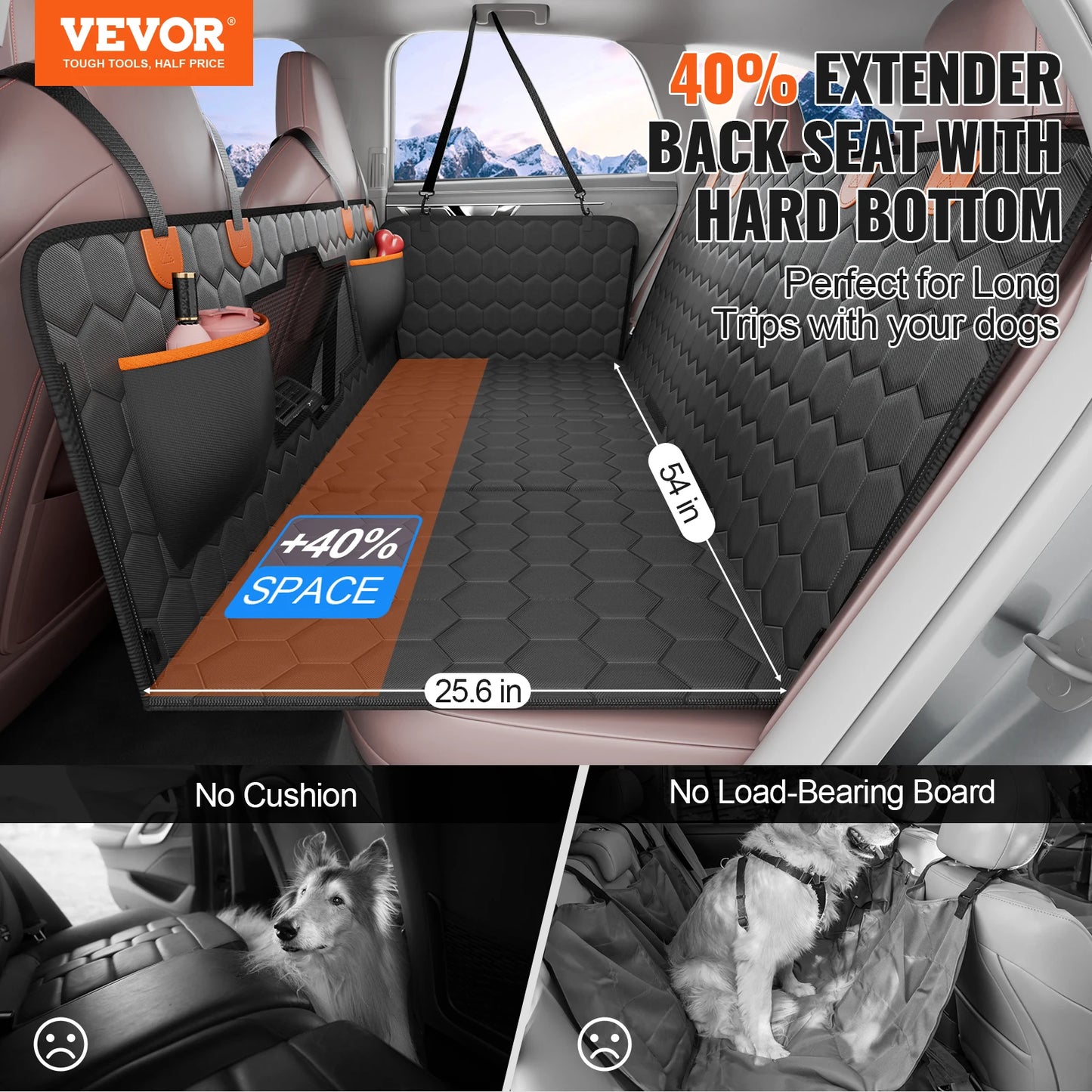 SucceBuy Back Seat Extender Dog Car Hammock With Mesh Window And Storage