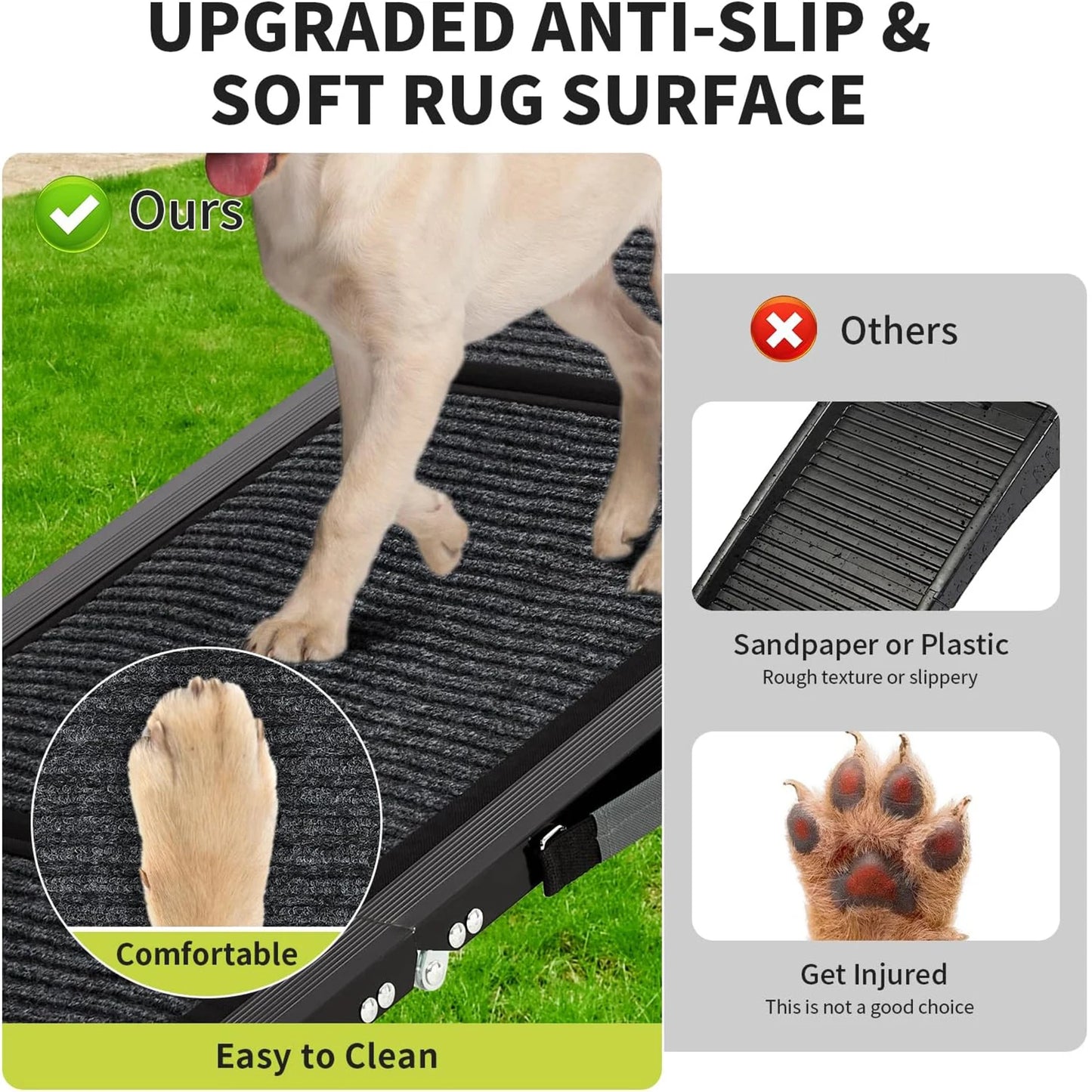 HiMISS Upgraded Folding Car Ramp For Large Dogs With Non Slip Surface