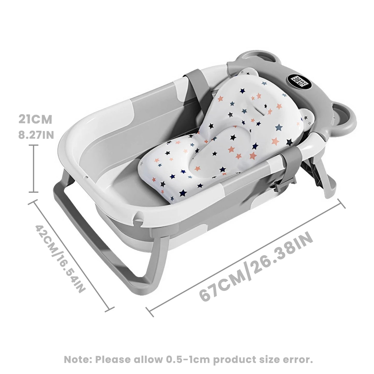 Portable Collapsible Baby Bath Tub With Thermometer And Floating Cushion