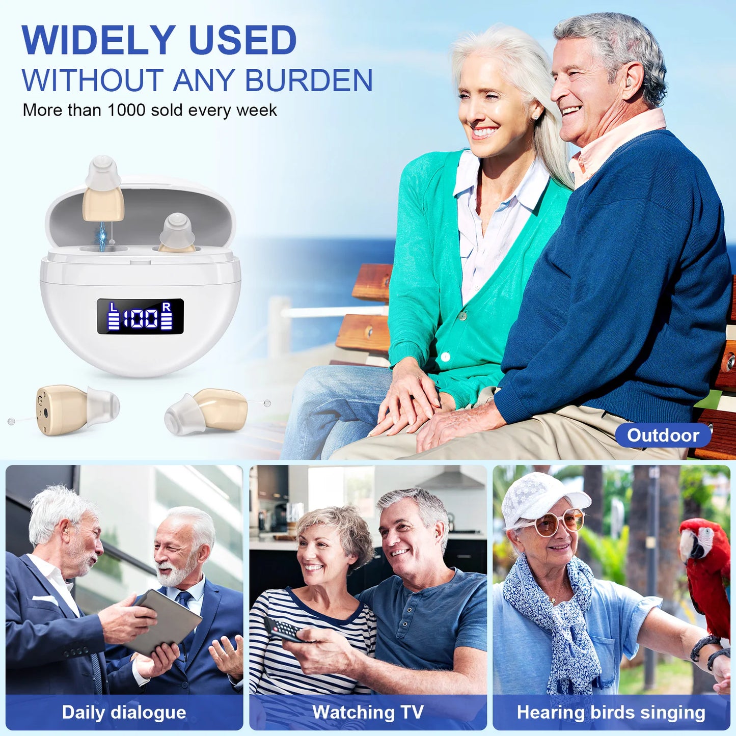 K FCOPTEE Mini In Ear Hearing Amplifier With Rechargeable Display